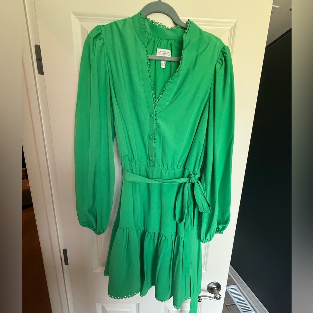 Adrianna Papell Vibrant Green Long Sleeve Dressm